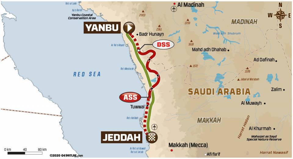 La mappa della tappa Yanbu - Jeddah