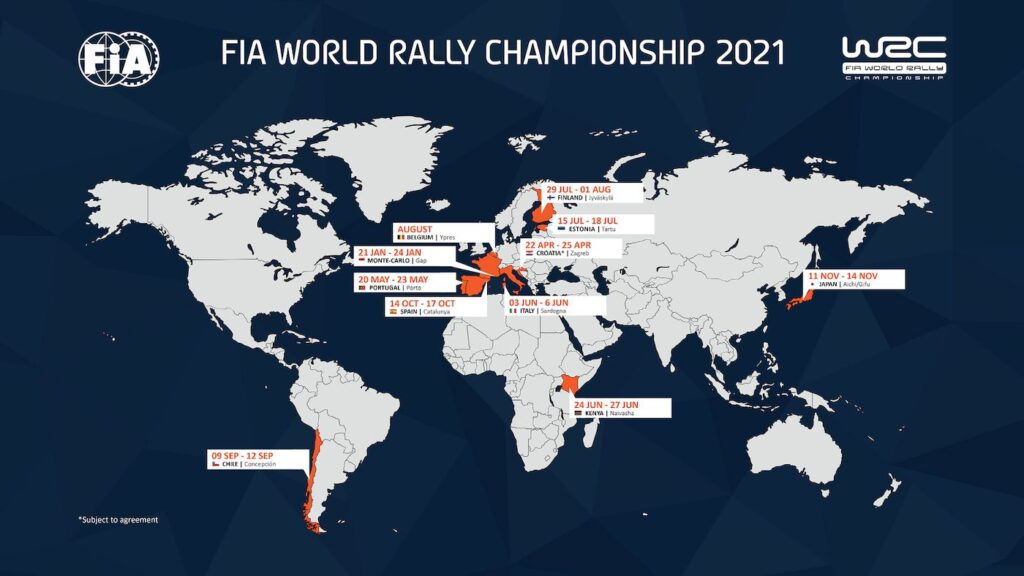 Calendario provvisorio WRC 2021