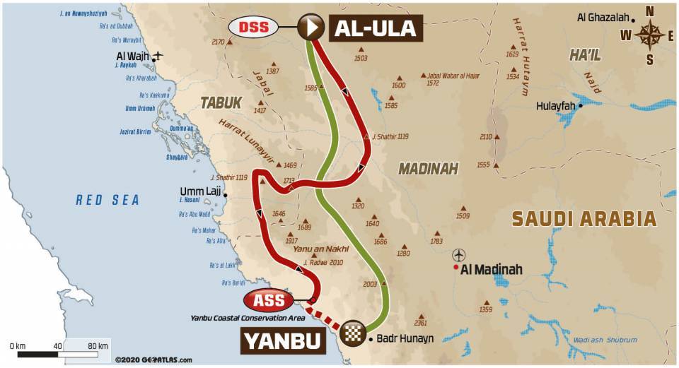 La mappa della tappa Al-Ula - Yanbu