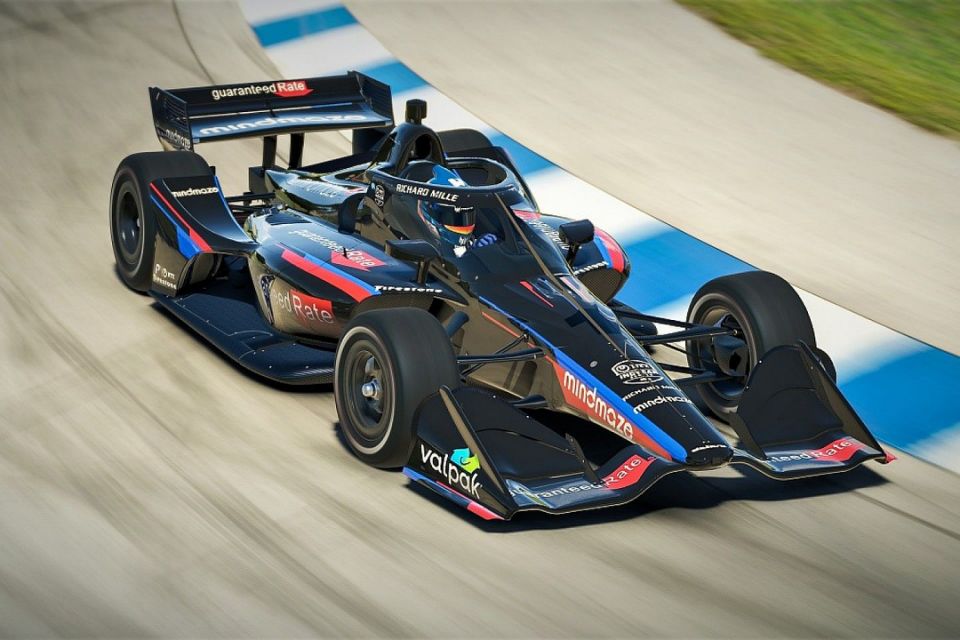 Romain Grosjean in un rendering sulla NTT IndyCar