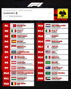 Lewis Hamilton commenta le modifiche al calendario Il commento di Lewis Hamilton alla modifica del calendario