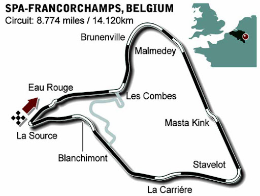 Il primo circuito di SPA era un triangolo che comprendeva diverse cittadine