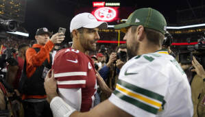 Aaron Rodgers e Jimmy Garoppolo, i due QB titolari di questa sera