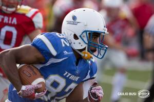 Nazionale FIDAF vs Svezia 2021: L'anteprima Jordan Bouah in campo contro l'Austria un paio di anni fa (Crediti: Giulio Busi/FIDAF)