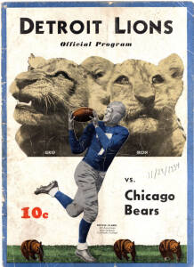 NFL: Continua la tradizione del Thanksgiving Day Il Program della prima gara dei Lions giocata al Giorno del Ringraziamento (Crediti: OldLeatherFootball/Wordpress)