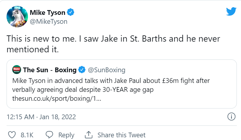 Tyson Smentita Paul