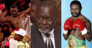 Il pugile Azumah Nelson in varie fasi della sua vita