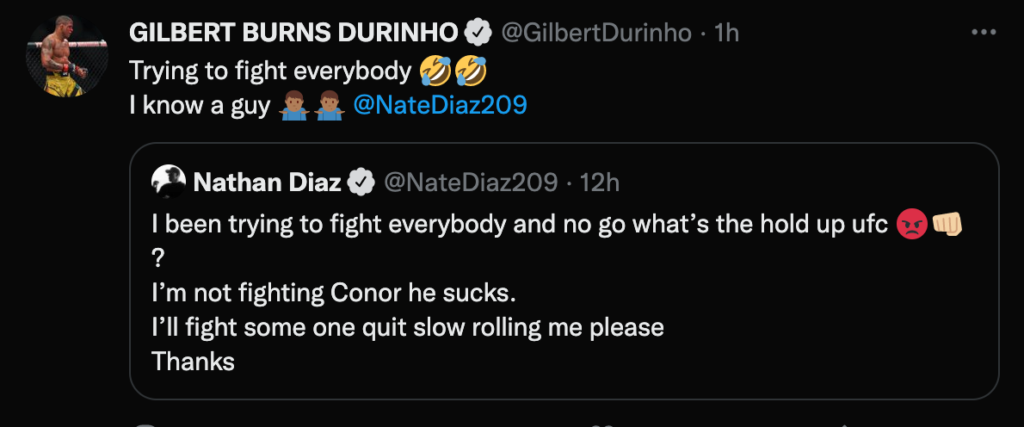 Gilbert Burns si propone a Nate Diaz
