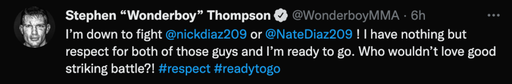 Stephen Thompson vuole affrontare uno dei fratelli Diaz