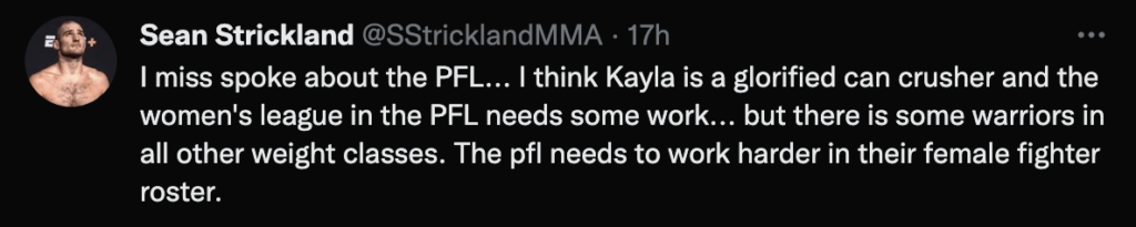 Sean Strickland si scusa per i commenti sulla PFL