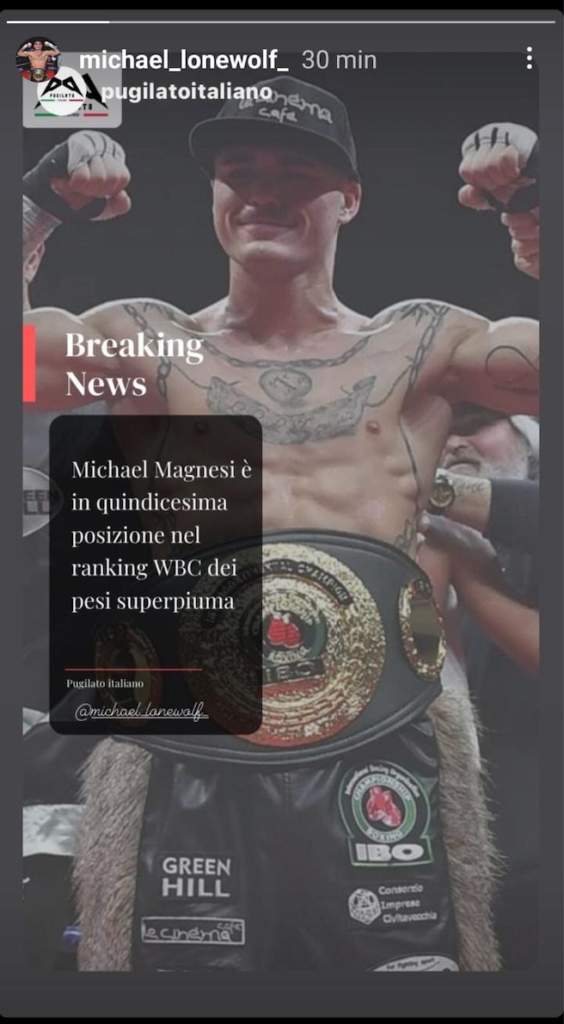 Michael Magnesi sale al 15esimo posto del ranking WBC
