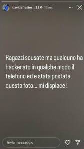 Davide Frattesi hackerato: foto del pene pubblicata online La storia pubblicata da Frattesi su Instagram
