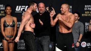 UFC: le 10 migliori prestazioni della storia. Prima parte Michael Bisping e GSP faccia a faccia nella cerimonia del peso