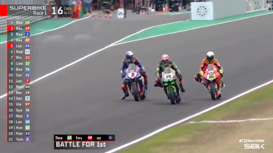 SBK: Álvaro Bautista vince Gara-1 a Most Duello Rea, Razgatlioglu, Bautista Ph. - Twitter @WorldSBK