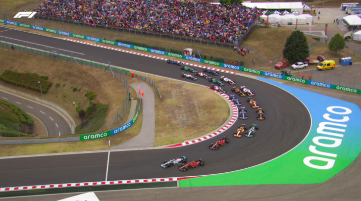 GP Ungheria 2022: vince in rimonta Max Verstappen Partenza GP Ungheria Ph. Twitter @F1
