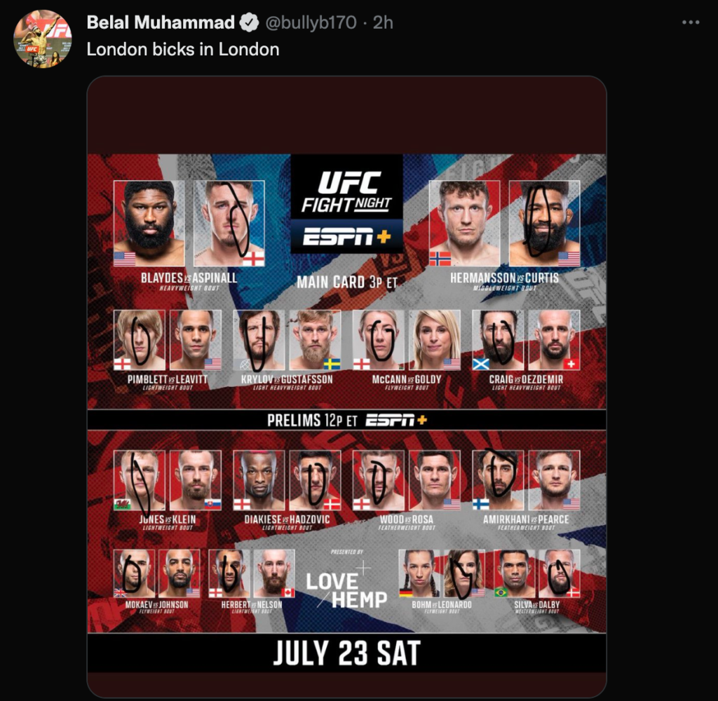 Belal Muhammad: i pronostici per UFC London