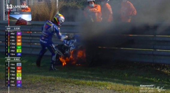 Incendio Suzuki Di Tsuta Ph. - Twitter @MotoGP