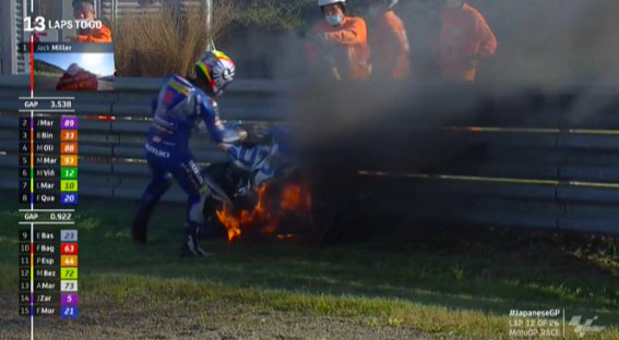 GP Giappone 2022: vince in solitaria Jack Miller Incendio Suzuki Di Tsuta Ph. - Twitter @MotoGP