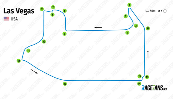 GP Las Vegas 2023: modificato il layout del circuito Nuovo Layout Las Vegas Ph. racefans.net