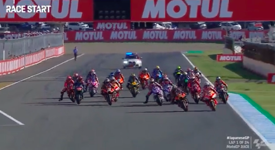 GP Giappone 2022: vince in solitaria Jack Miller Partenza GP Giappone 2022 Ph. Twitter @MotoGP