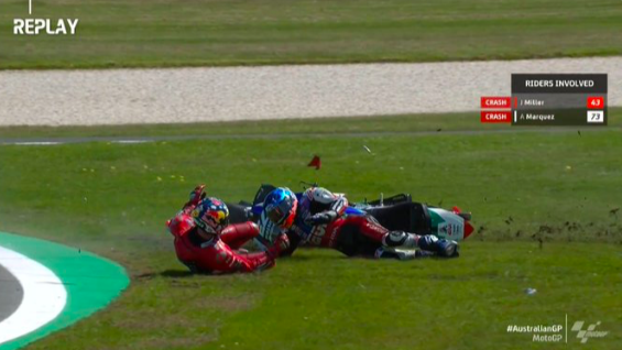 GP Australia 2022: vince in volata Alex Rins Caduta Marquez e Miller (Photo by twitter @MotoGP)