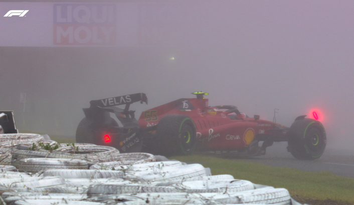 GP Giappone 2022: Max Verstappen vince sotto il diluvio Incidente Carlos Sainz gp giappone 2022 (photo by twitter @F1)