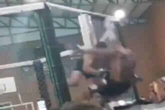 MMA: si rompe la gabbia, i due atleti cadono a terra
