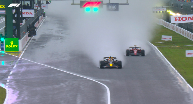GP Giappone 2022: Max Verstappen vince sotto il diluvio Ripartenza GP Giappone 2022 (photo by twitter @F1)