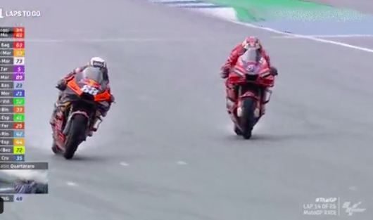 GP Thailandia 2022: vince Miguel Oliveira davanti a Miller Sorpasso Oliveira Su Miller Ph. Twitter @MotoGP