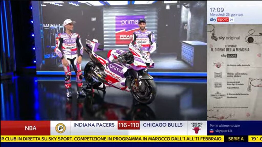 La nuova Ducati Pramac presentata da Jorge Martin e Johann Zarco (Crediti: Sky Sport)
