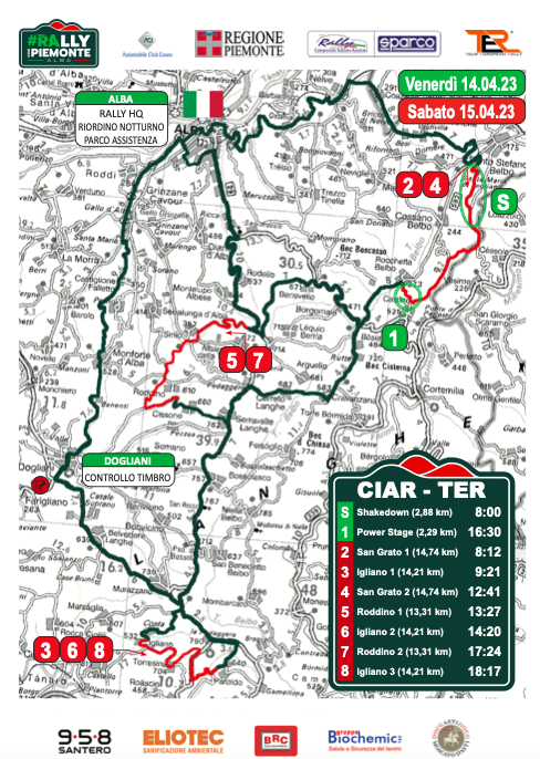 Rally Piemonte 2023: Anteprima, orari e streaming Mappa rally piemonte 2023 (photo by aci sport)